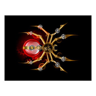 Stoomstijl spin op zwart perfect poster