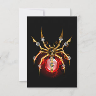 Stoomstijl spin op zwart RSVP kaartje