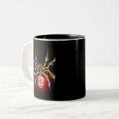 Stoomstijl spin op zwart tweekleurige koffiemok (Voorkant links)
