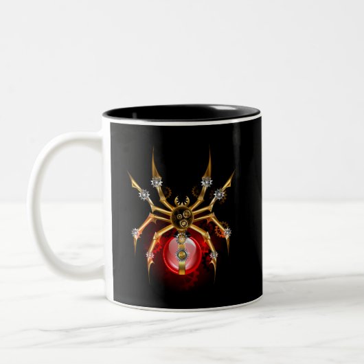 Stoomstijl spin op zwart tweekleurige koffiemok (Links)