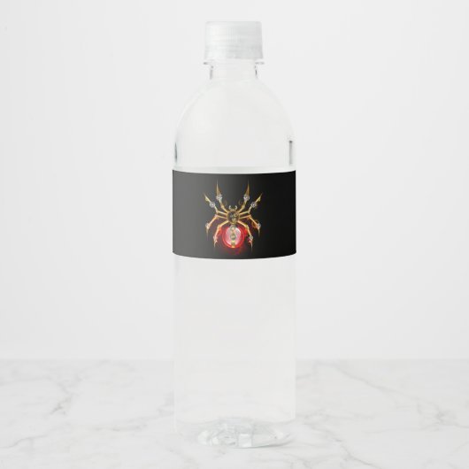 Stoomstijl spin op zwart waterfles etiket (Voorkant)