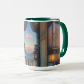 Stoomstijl Stad Balkon Lantaarns SciFi Mok (Voorkant rechts)