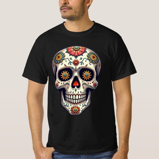 Stoomstijl Suiker Schedel T-shirt (Voorkant)