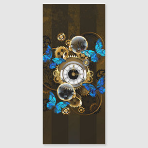 Stoomstijl tandwielen en blauwe vlinders