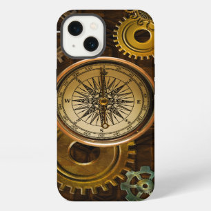 Stoomstijl tandwielen op koperen geometrisch ontwe iPhone 13 hoesje
