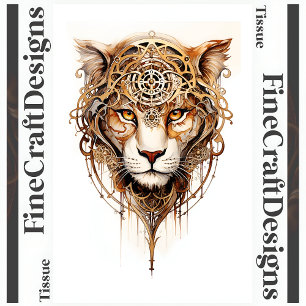 Stoomstijl Tijger Metalen Wiel Decoupage R 136 Tissuepapier