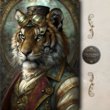 Stoomstijl Tijger Whimsisch Antiek Dier Decoupage