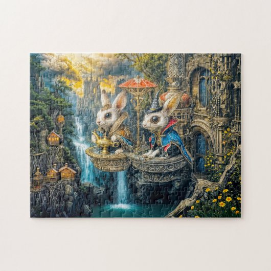 Stoomstijl toverkonijnen legpuzzel (Horizontaal)