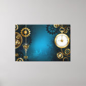 Stoomstijl turquoise Achtergrond met Tandwielen Canvas Afdruk (Voorkant)