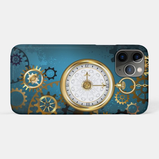 Stoomstijl turquoise achtergrond met tandwielen Case-Mate iPhone case (Achterkant (horizontaal))