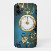 Stoomstijl turquoise achtergrond met tandwielen Case-Mate iPhone case (Achterkant)