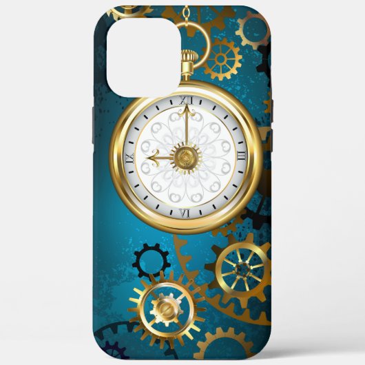 Stoomstijl turquoise Achtergrond met Tandwielen Case-Mate iPhone Case (Achterkant)
