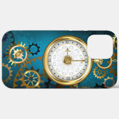 Stoomstijl turquoise Achtergrond met Tandwielen Case-Mate iPhone Case (Achterkant (horizontaal))
