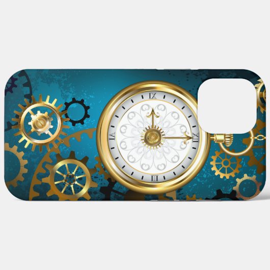 Stoomstijl turquoise Achtergrond met Tandwielen Case-Mate iPhone Case (Achterkant (horizontaal))