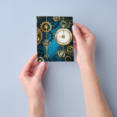 Stoomstijl turquoise Achtergrond met Tandwielen Flyer (Hand)