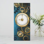 Stoomstijl turquoise Achtergrond met Tandwielen Kaart (Staand voorkant)