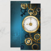 Stoomstijl turquoise Achtergrond met Tandwielen Kaart (Voorkant / Achterkant)