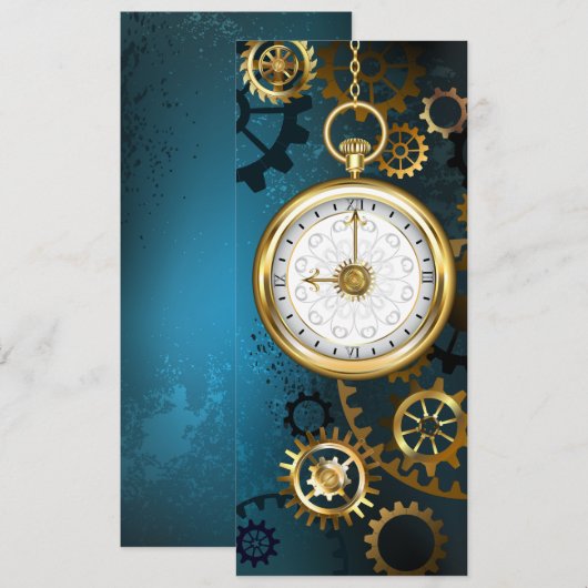 Stoomstijl turquoise Achtergrond met Tandwielen Kaart (Voorkant / Achterkant)