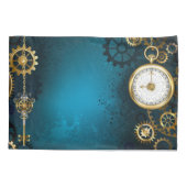 Stoomstijl turquoise Achtergrond met Tandwielen Kussensloop (Achterkant)