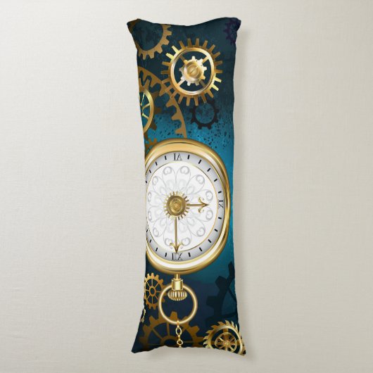 Stoomstijl turquoise Achtergrond met Tandwielen Lichaamskussen (Voorkant Verticaal)