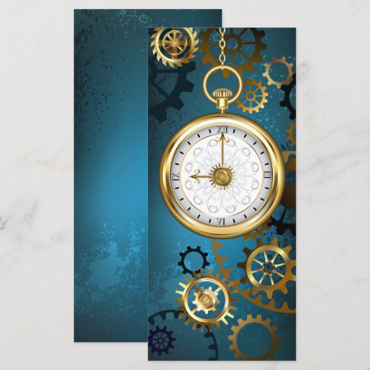 Stoomstijl turquoise Achtergrond met Tandwielen Menu (Voorkant / Achterkant)