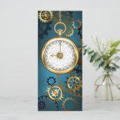 Stoomstijl turquoise Achtergrond met Tandwielen Menu (Staand voorkant)