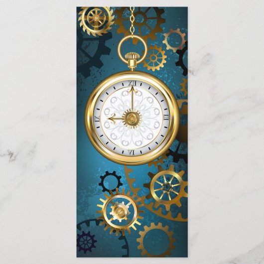 Stoomstijl turquoise Achtergrond met Tandwielen Menu (Voorkant)