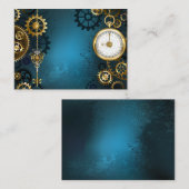 Stoomstijl turquoise Achtergrond met Tandwielen Notitiekaartje (Voorkant / Achterkant)