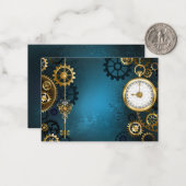 Stoomstijl turquoise Achtergrond met Tandwielen Notitiekaartje (Voorkant / Achterkant in situ)