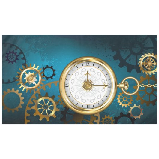 Stoomstijl turquoise Achtergrond met Tandwielen Tafelkleed (Voorkant (Horizontaal))