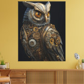 Stoomstijl-uil met gouden ogen canvas afdruk (Insitu (Woonkamer))