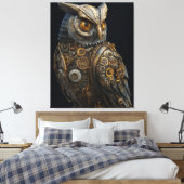 Stoomstijl-uil met gouden ogen canvas afdruk (Insitu (Slaapkamer))