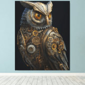 Stoomstijl-uil met gouden ogen canvas afdruk (Insitu (Houten vloer))