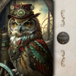 Stoomstijl Uitvinder Uil Whimsiek Vintage Tissuepapier