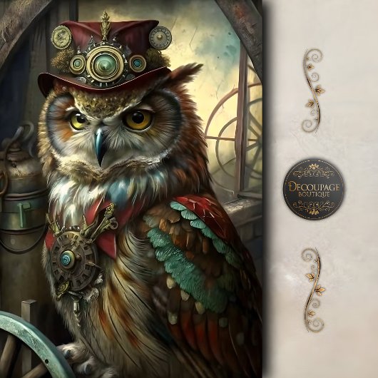 Stoomstijl Uitvinder Uil Whimsiek Vintage Tissuepapier