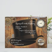 Stoomstijl verjaardagsfeest uitnodiging (Staand voorkant)