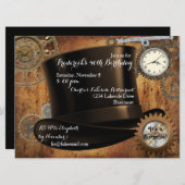 Stoomstijl verjaardagsfeest uitnodiging (Voorkant / Achterkant)