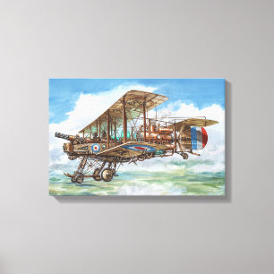 Stoomstijl Vickers tweedekker vliegmachine Canvas Afdruk