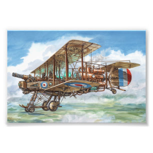Stoomstijl Vickers tweedekker vliegmachine Foto Afdruk
