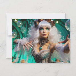 Stoomstijl Victoriaans Futuristische Groene Danser Briefkaart