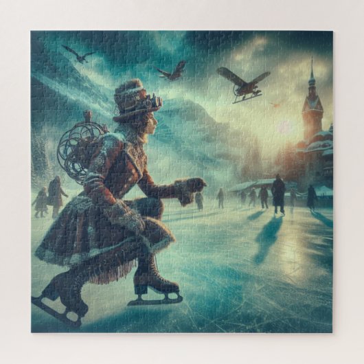 Stoomstijl Victoriaanse Fantasy Winterboodschapper Legpuzzel (Verticaal)