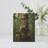 Stoomstijl Victoriaanse Tuinier Kunst Briefkaart (Staand voorkant)