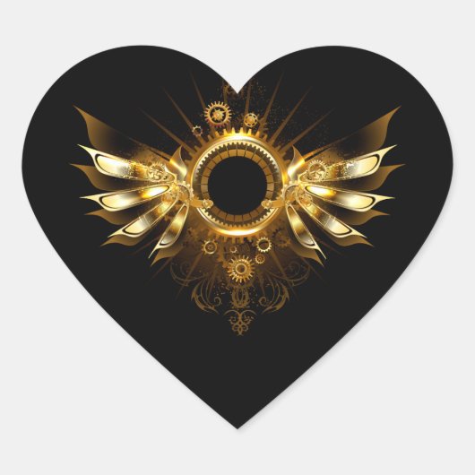 Stoomstijl vleugels hart sticker (Voorkant)