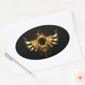 Stoomstijl vleugels ovale sticker (Envelop)