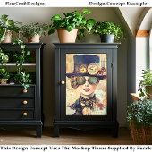 Stoomstijl Vrouw Collage Portret DJ9LF Découpage Tissuepapier