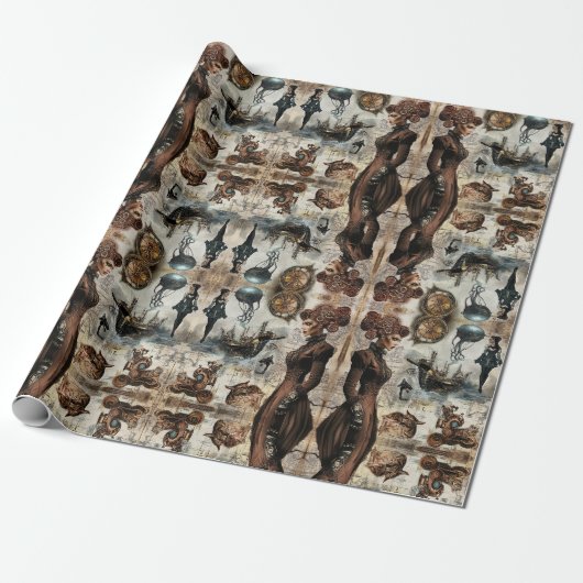 Stoomstijl vrouwen cadeaupapier (Uitgerold)