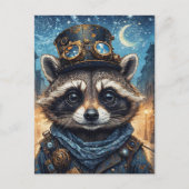 Stoomstijl Wasbeer Briefkaart (Voorkant)