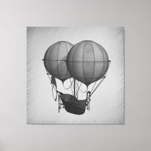 Stoomstijl Zilveren Heet Lucht Ballonnen met Schip Canvas Afdruk