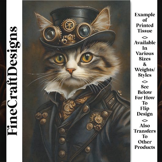 Stoomstijl Zoet Chic Kat Kitten BR5 Découpage Tissuepapier