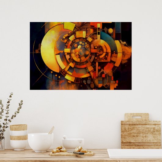 Stoomstijl Zonnewerktuig Abstract Poster (Keuken)